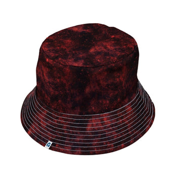 Red Nebula Space Bucket Hat - M - Black Stitching - -