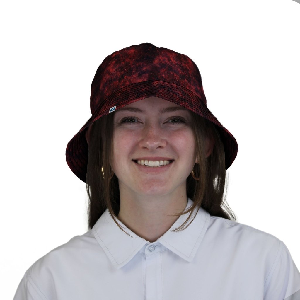 Red Nebula Space Bucket Hat - M - Black Stitching - -