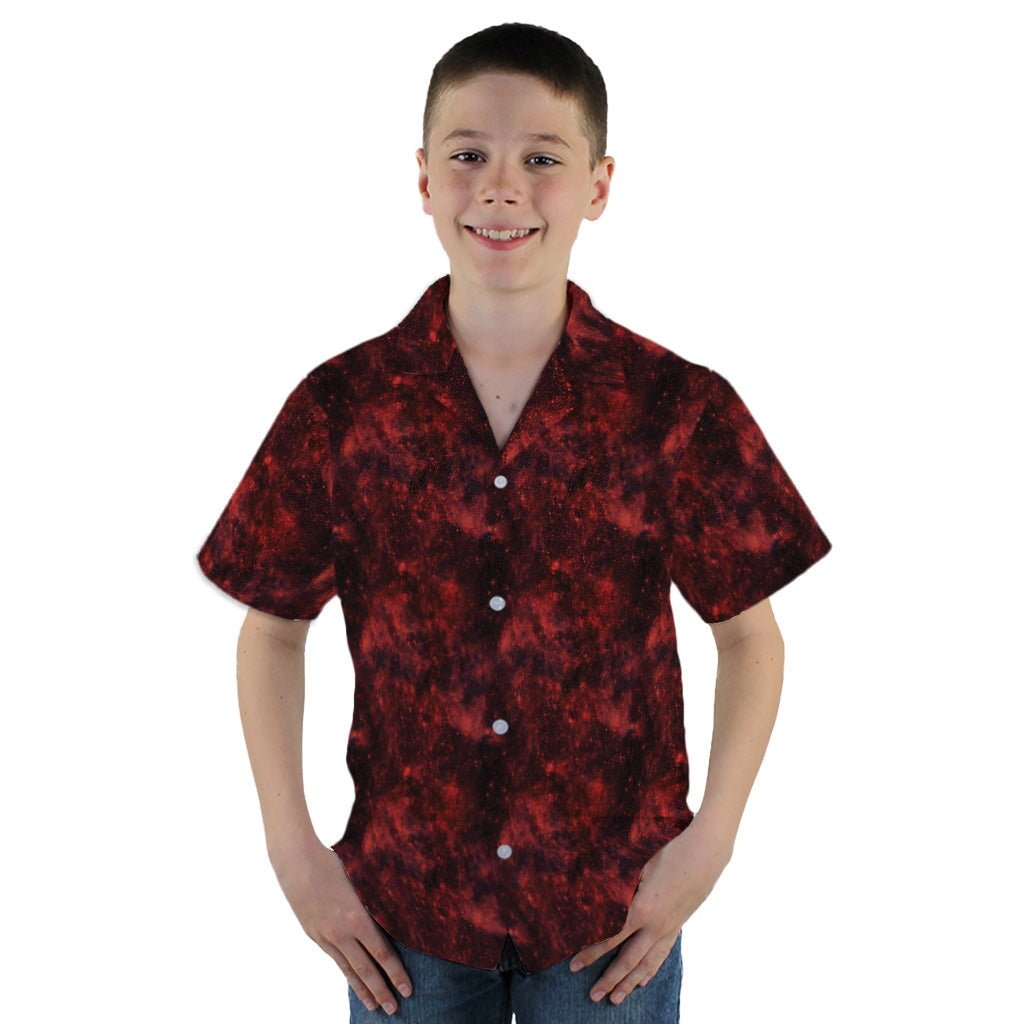 Red Nebula Space Youth Hawaiian Shirt - YM - -