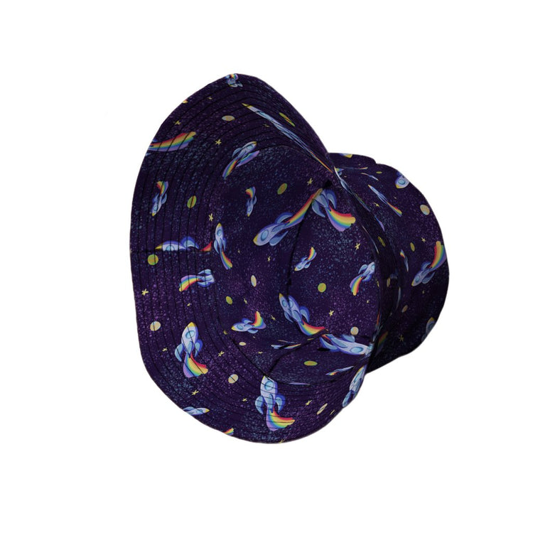 Rocket Ships Starry Night Bucket Hat - M - Grey Stitching - -