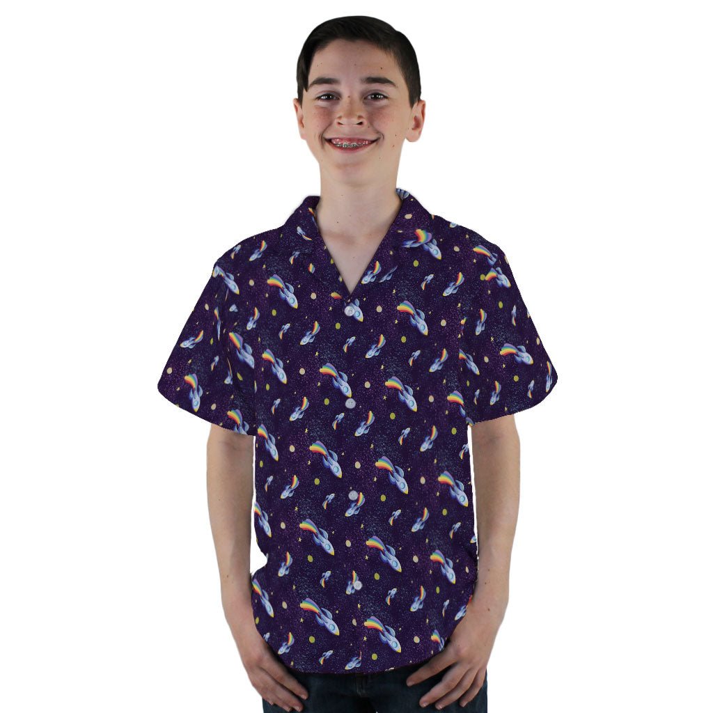 Rocket Ships Starry Night Youth Hawaiian Shirt - YL - -