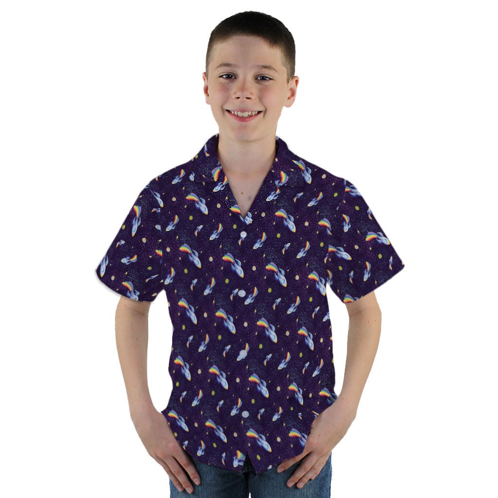 Rocket Ships Starry Night Youth Hawaiian Shirt - YM - -