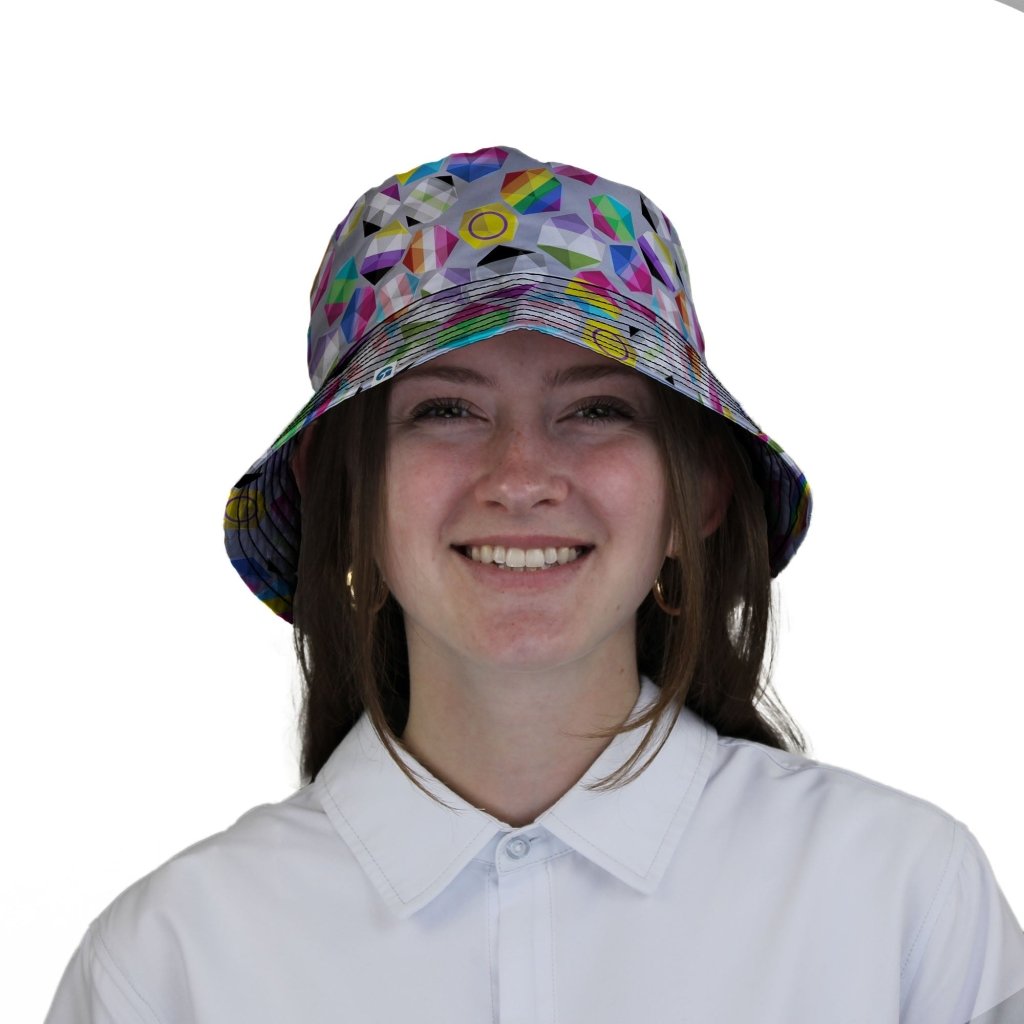 Roll with Pride LGBTQ Dice Dnd Bucket Hat - M - Grey Stitching - -