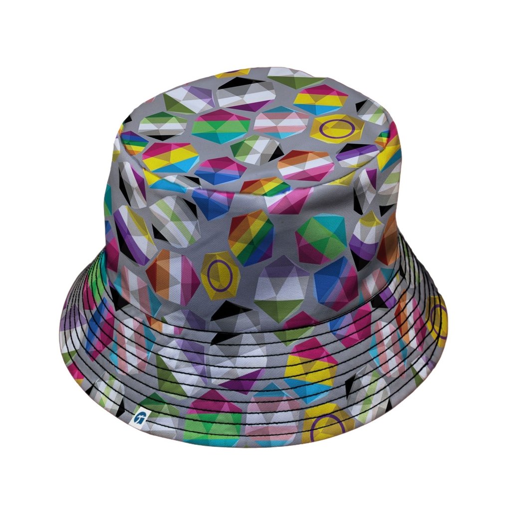 Roll with Pride LGBTQ Dice Dnd Bucket Hat - M - Grey Stitching - -