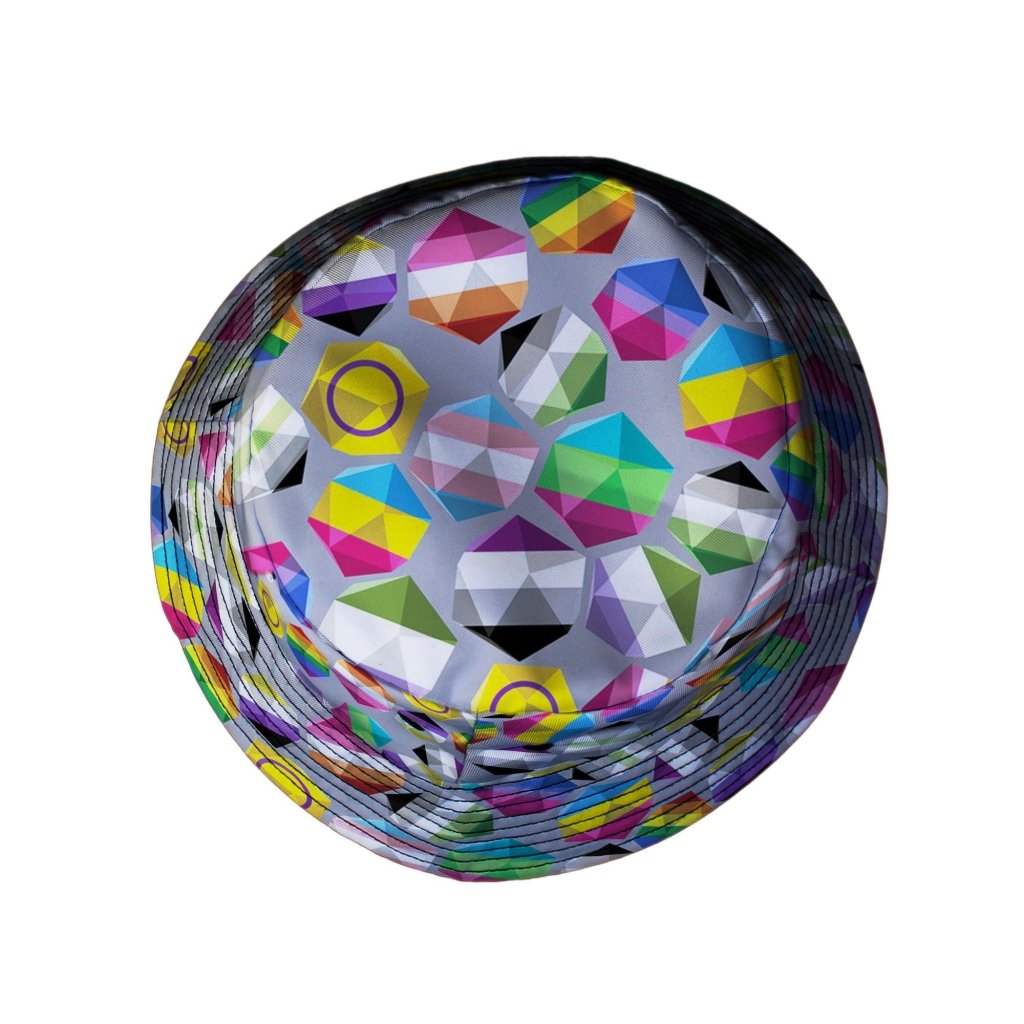 Roll with Pride LGBTQ Dice Dnd Bucket Hat - M - Grey Stitching - -