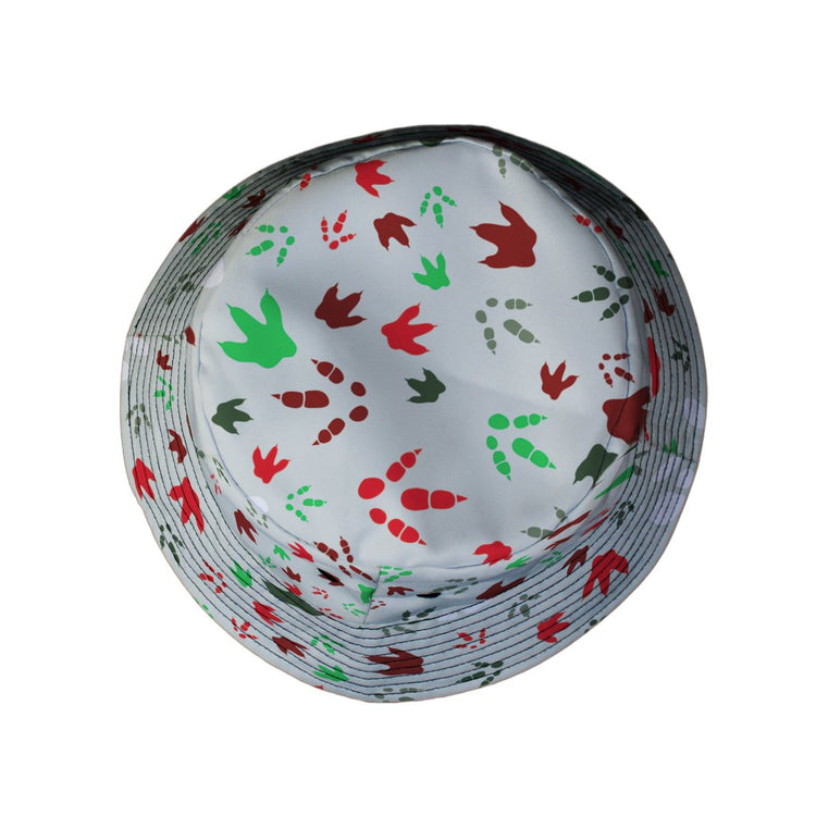 Santa Boots and Dinosaur Footprint Tracks Bucket Hat - M - Black Stitching - -