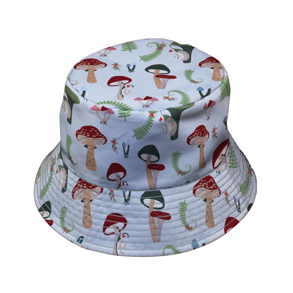 Santa Snails & Winter Mushrooms Bucket Hat - M - Grey Stitching - -