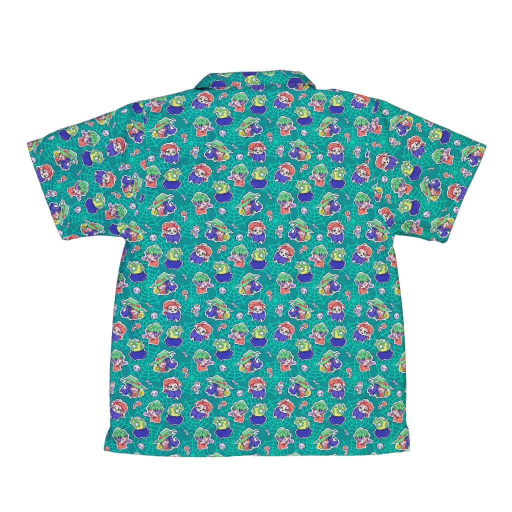 Scary Anime Chibi Stickers Teal Youth Hawaiian Shirt - YXS - -