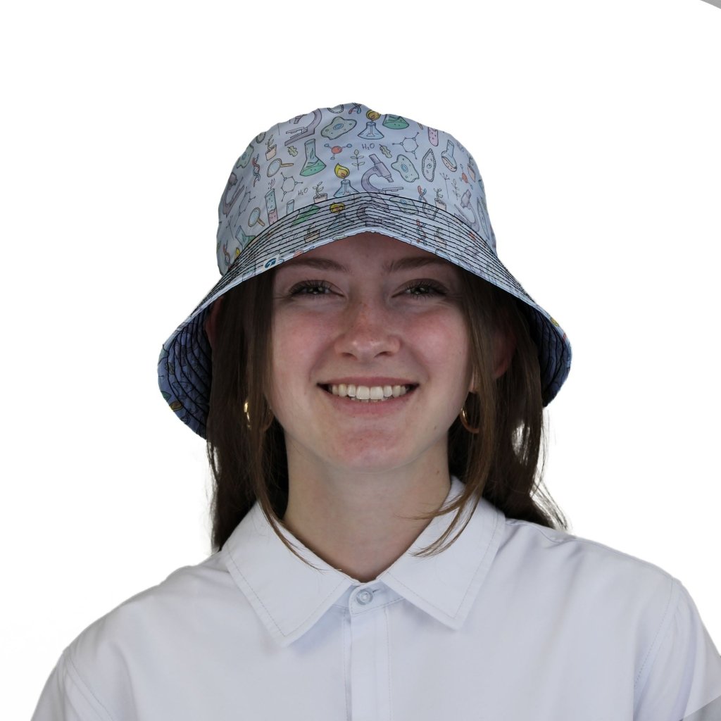 Science Bioengineer Germanation Sky Blue Bucket Hat - M - Grey Stitching - -