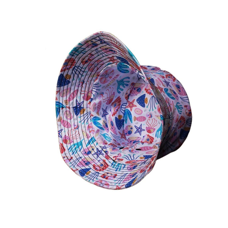 Science Cute Marine Biology Pink Bucket Hat - M - Grey Stitching - -