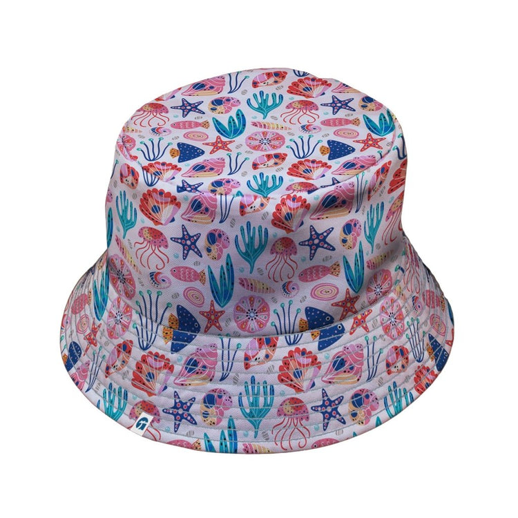 Science Cute Marine Biology Pink Bucket Hat - M - Black Stitching - -