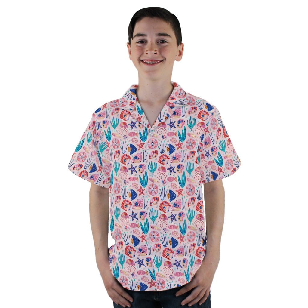 Science Cute Marine Biology Pink Youth Hawaiian Shirt - YL - -