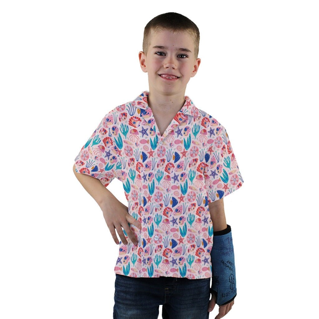 Science Cute Marine Biology Pink Youth Hawaiian Shirt - YXS - -