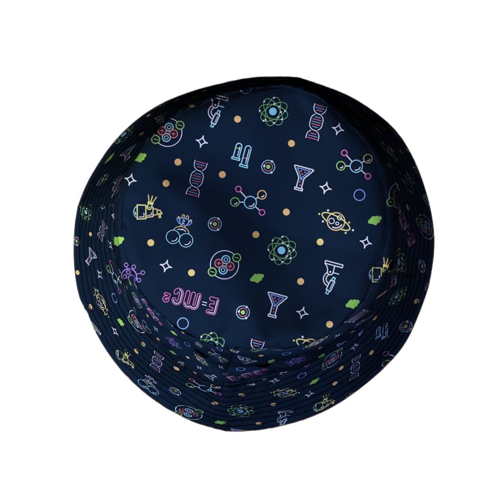 Science DNA Molecules Dark Navy Bucket Hat - M - Black Stitching - -