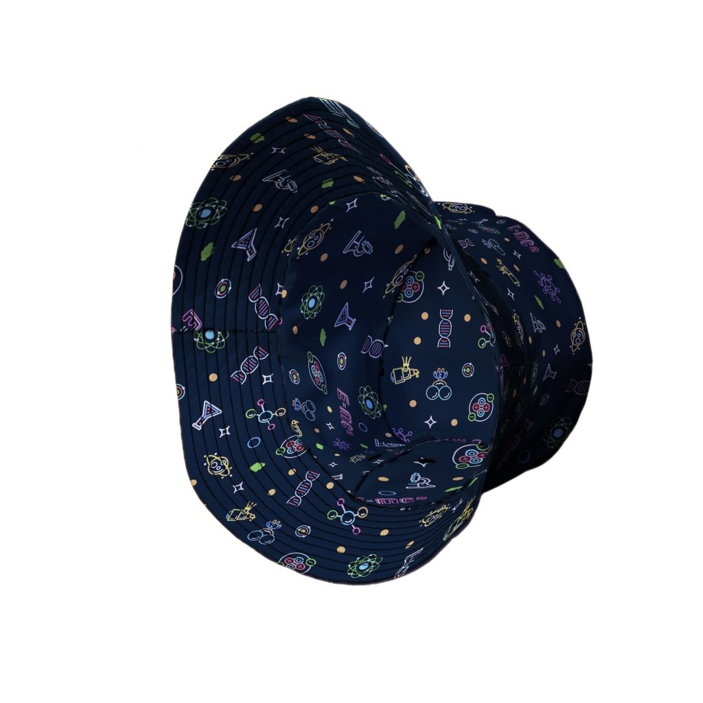 Science DNA Molecules Dark Navy Bucket Hat - M - Black Stitching - -