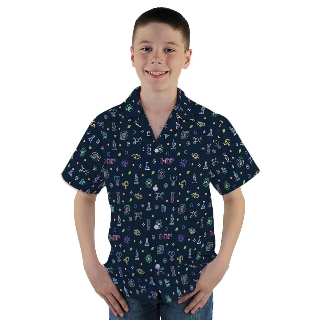 Science DNA Molecules Dark Navy Youth Hawaiian Shirt - YM - -