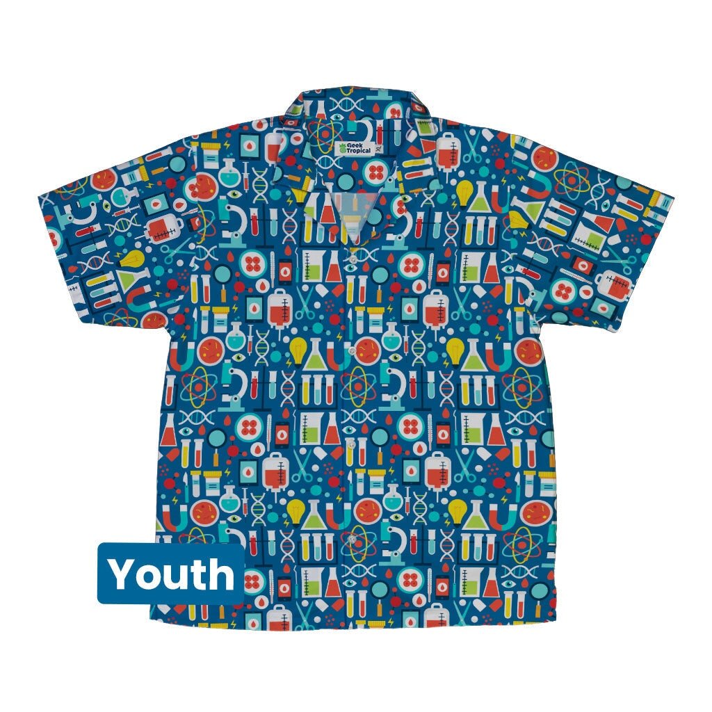 Science Lab Blue Science Youth Hawaiian Shirt - YXS - -