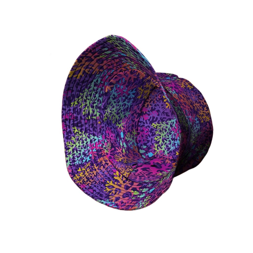 Science Marine Biology Rainbow Coral Bucket Hat - M - Black Stitching - -