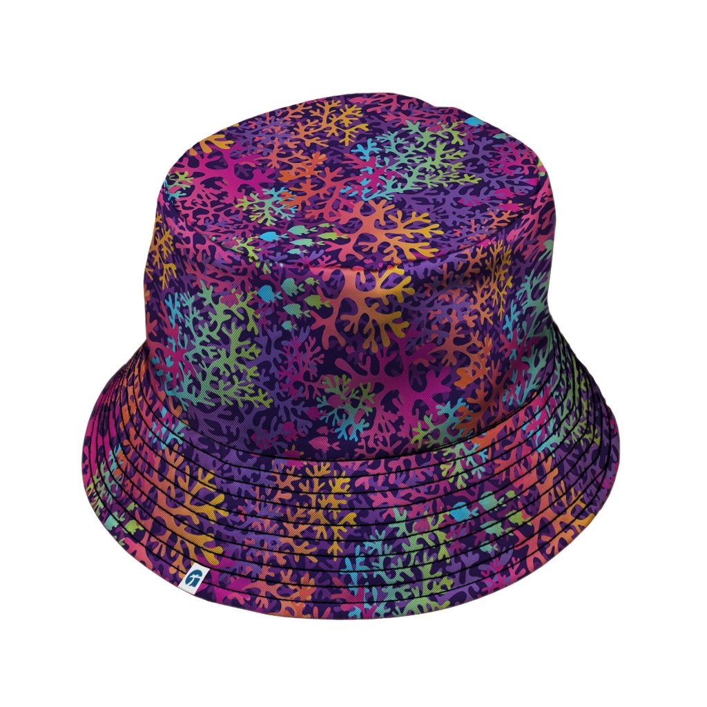 Science Marine Biology Rainbow Coral Bucket Hat - M - Grey Stitching - -