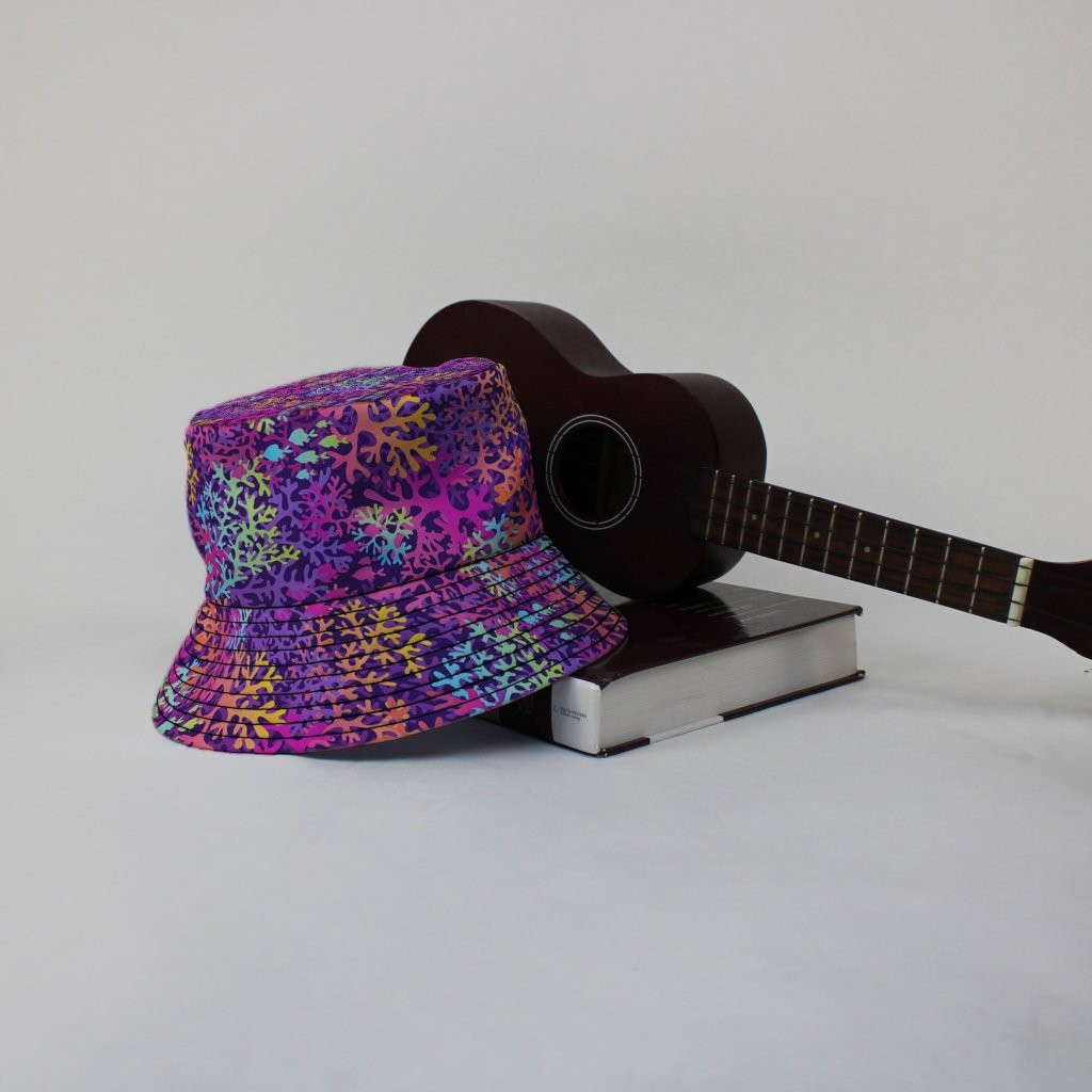 Science Marine Biology Rainbow Coral Bucket Hat - M - Black Stitching - -