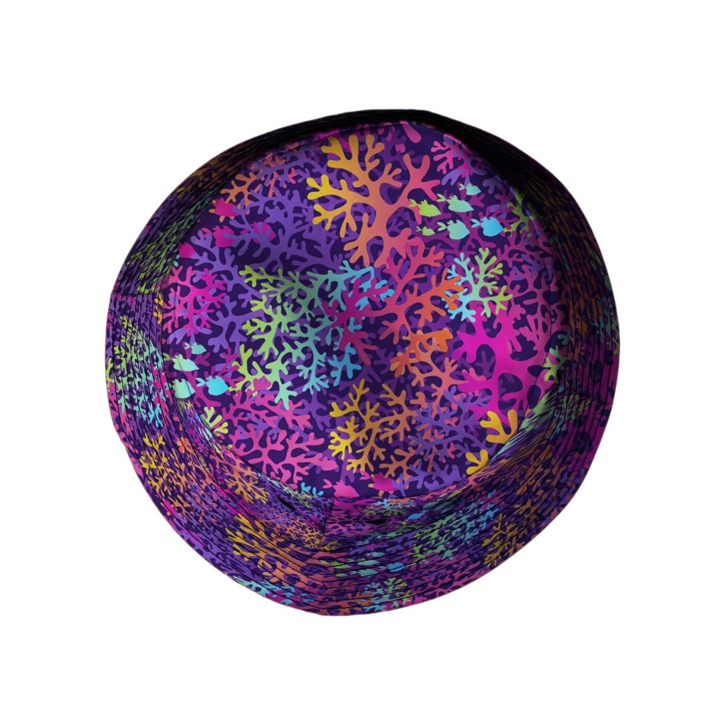 Science Marine Biology Rainbow Coral Bucket Hat - M - Black Stitching - -