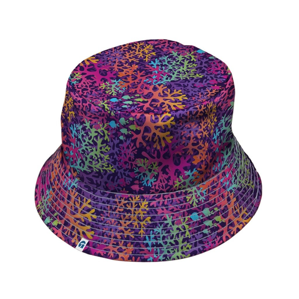 Science Marine Biology Rainbow Coral Bucket Hat - M - Black Stitching - -