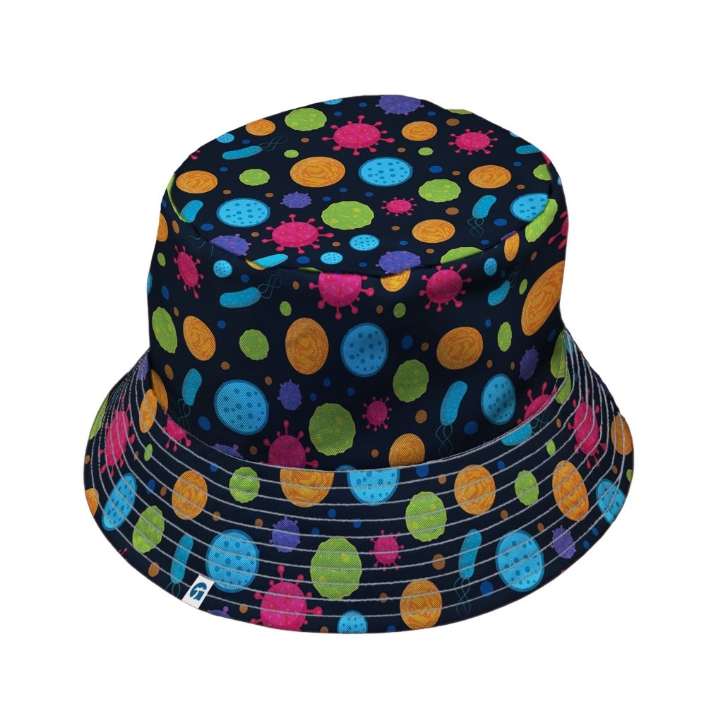 Science Microbiology Rainbow Navy Bucket Hat - M - Black Stitching - -
