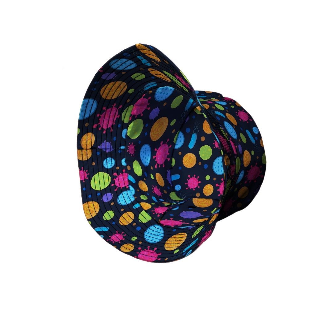 Science Microbiology Rainbow Navy Bucket Hat - M - Black Stitching - -