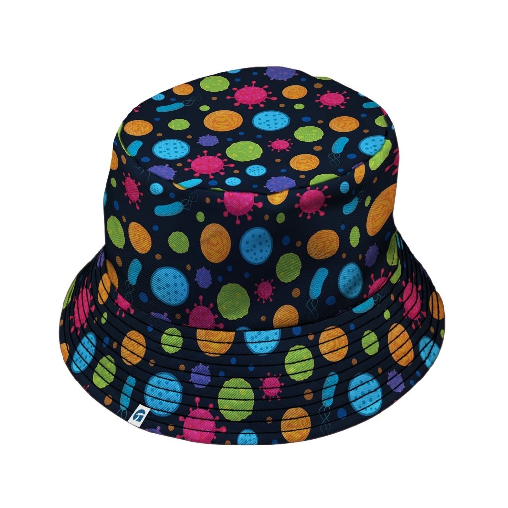 Science Microbiology Rainbow Navy Bucket Hat - M - Grey Stitching - -