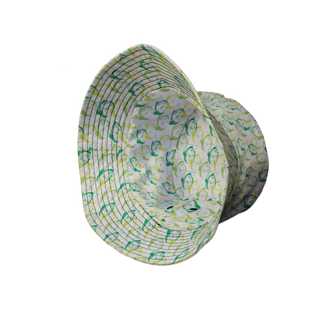 Shakespeare Green Monochrome Bucket Hat - M - Black Stitching - -