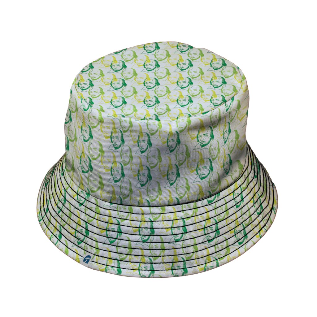 Shakespeare Green Monochrome Bucket Hat - M - Black Stitching - -