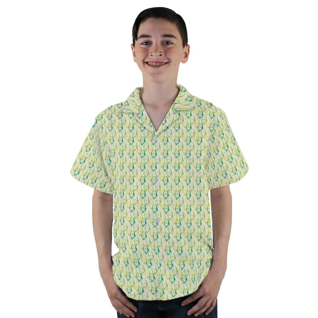 Shakespeare Green Monochrome Youth Hawaiian Shirt - YL - -