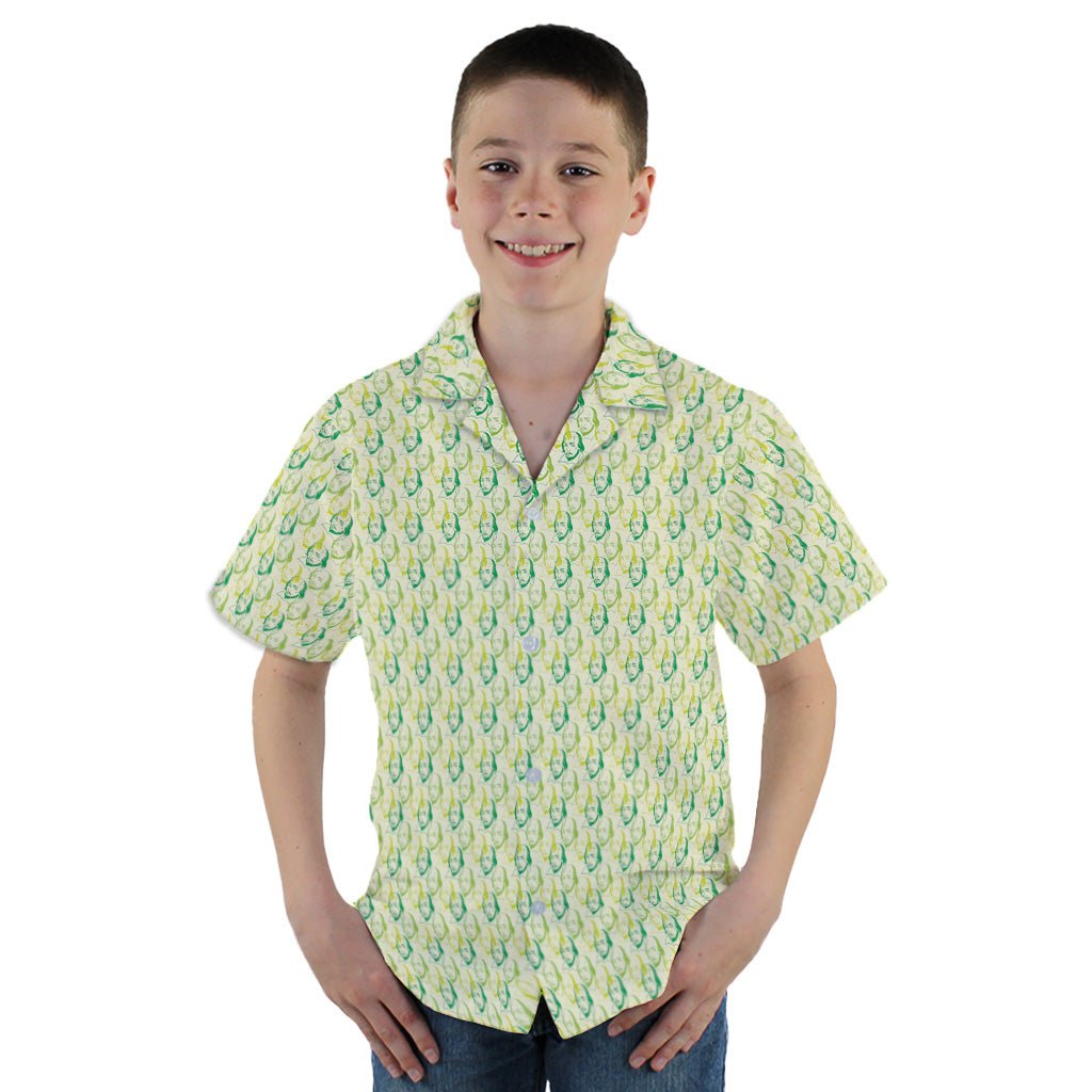 Shakespeare Green Monochrome Youth Hawaiian Shirt - YM - -