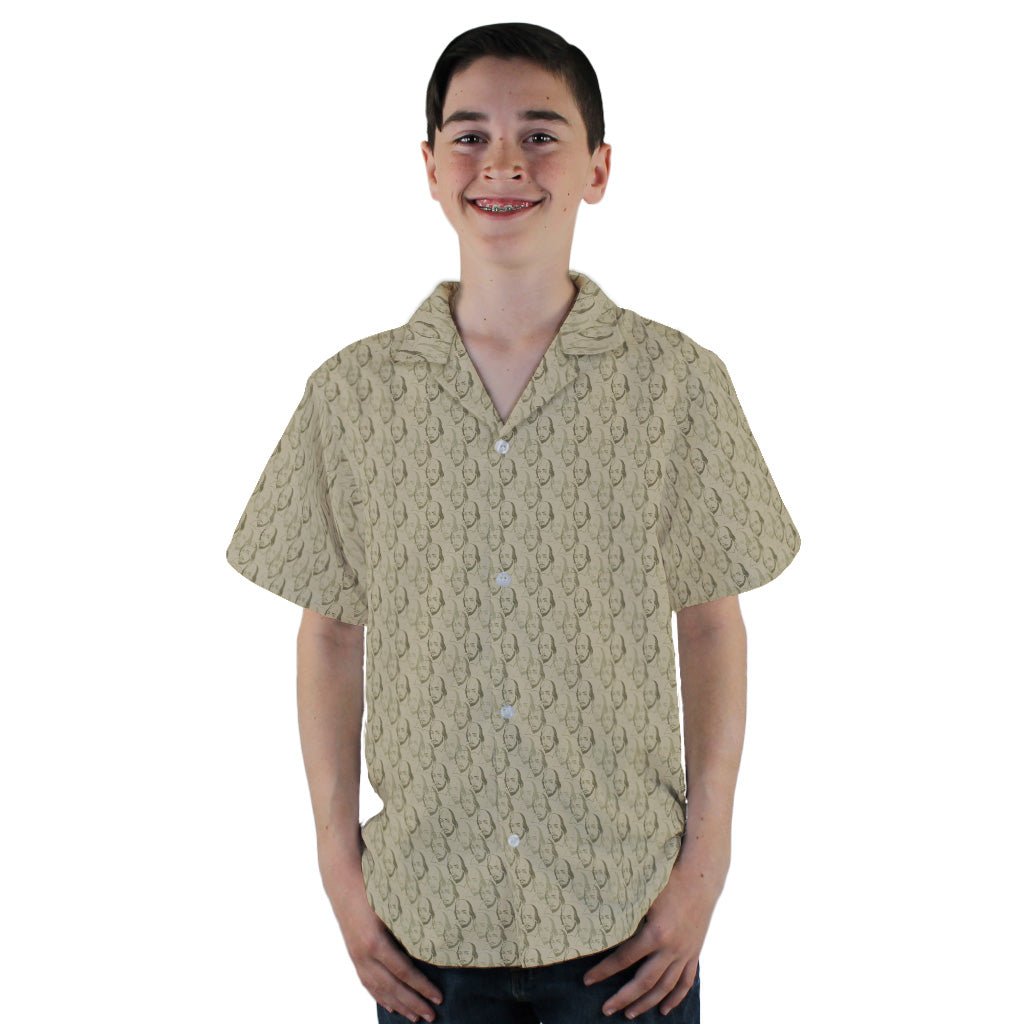 Shakespeare Tan Monochrome Youth Hawaiian Shirt - YL - -