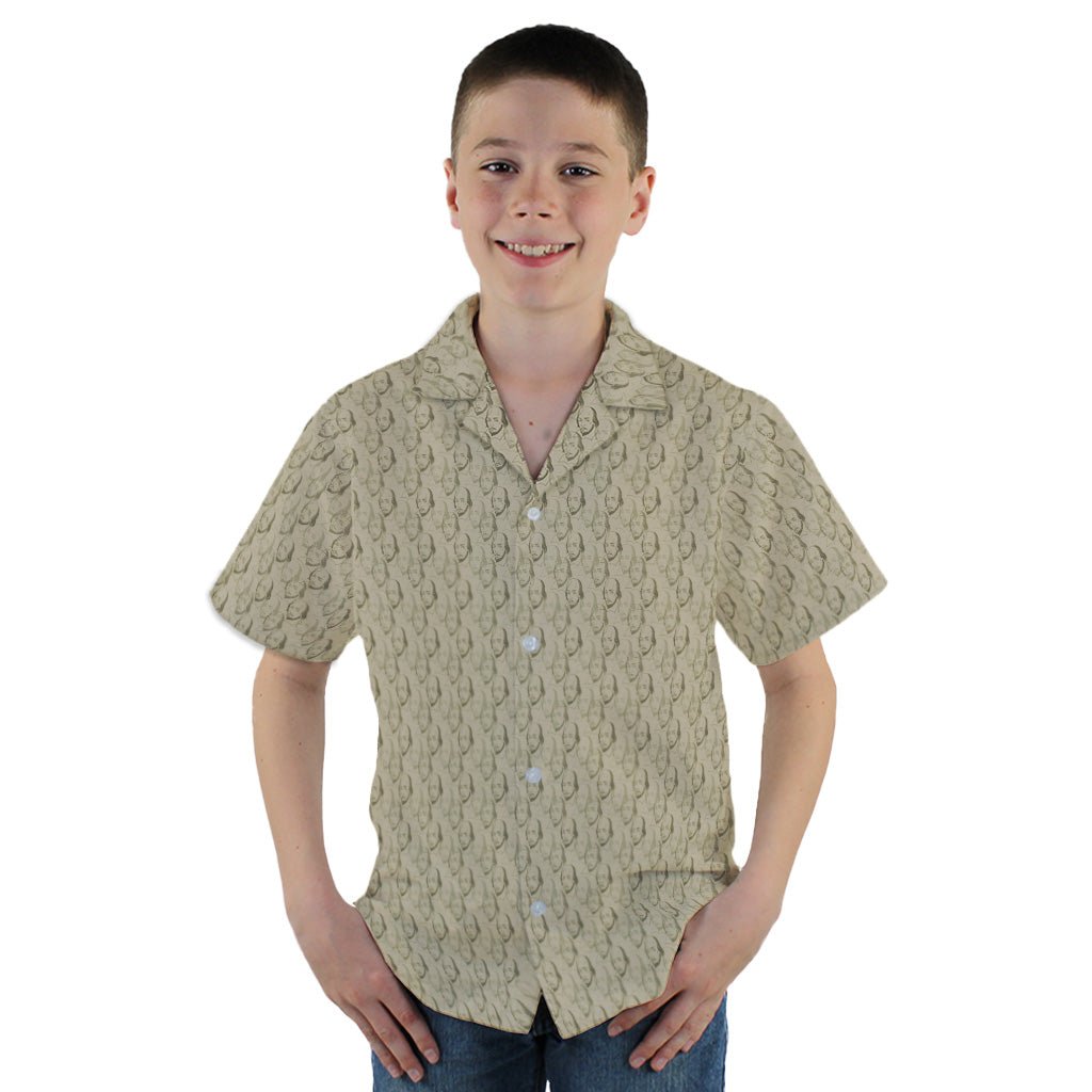 Shakespeare Tan Monochrome Youth Hawaiian Shirt - YM - -