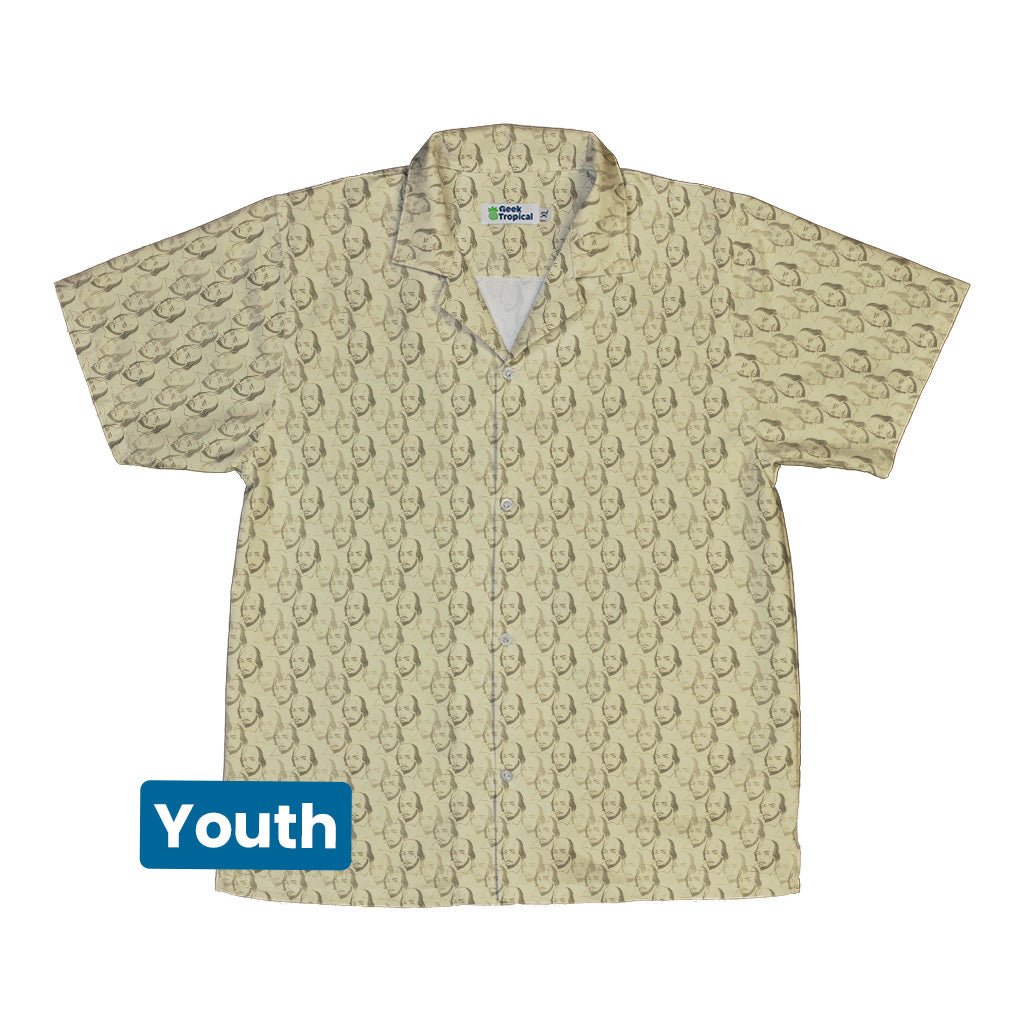 Shakespeare Tan Monochrome Youth Hawaiian Shirt - YXS - -