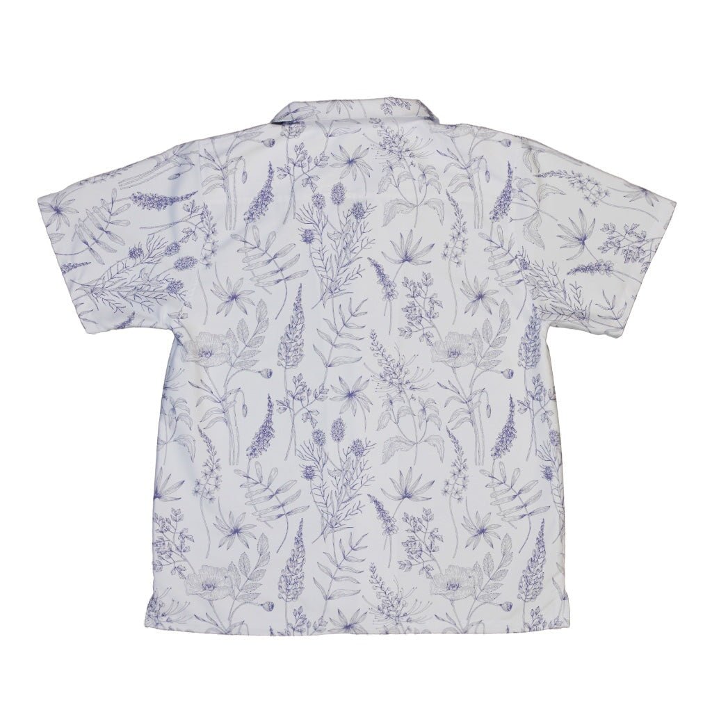 Simple Botany Flowers Herbs White Blue Youth Hawaiian Shirt - YXS - -