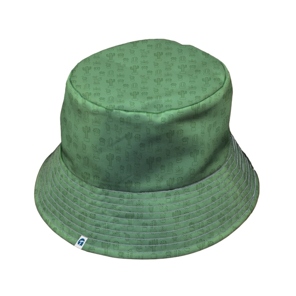 Simple Cactus Bucket Hat - M - Black Stitching - -