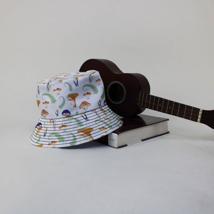 Snails and Mushrooms Botany Bucket Hat - M - Grey Stitching - -