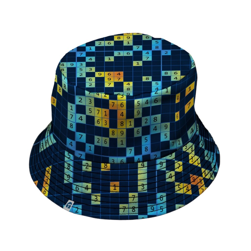 Sodoku Math Puzzle Bucket Hat - M - Black Stitching - -