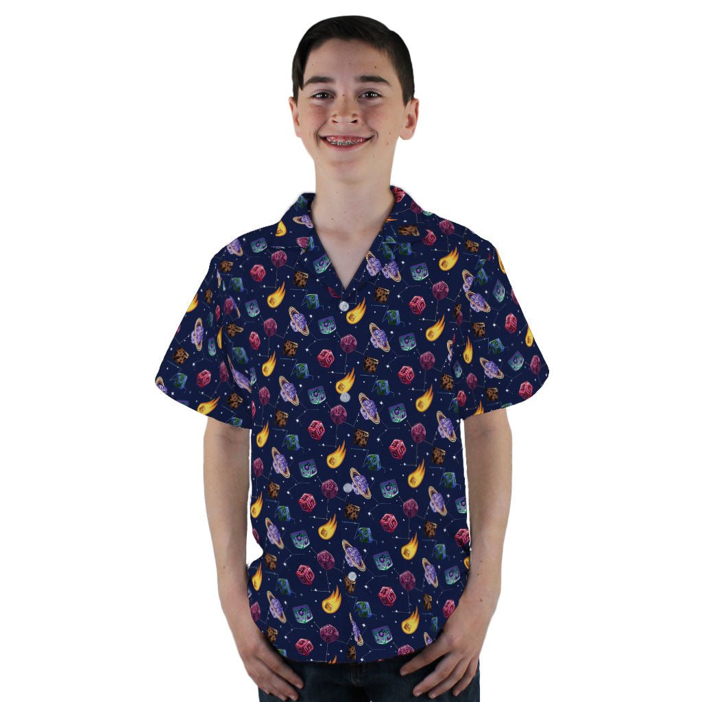 Space DND Dice Planets Youth Hawaiian Shirt - YL - -