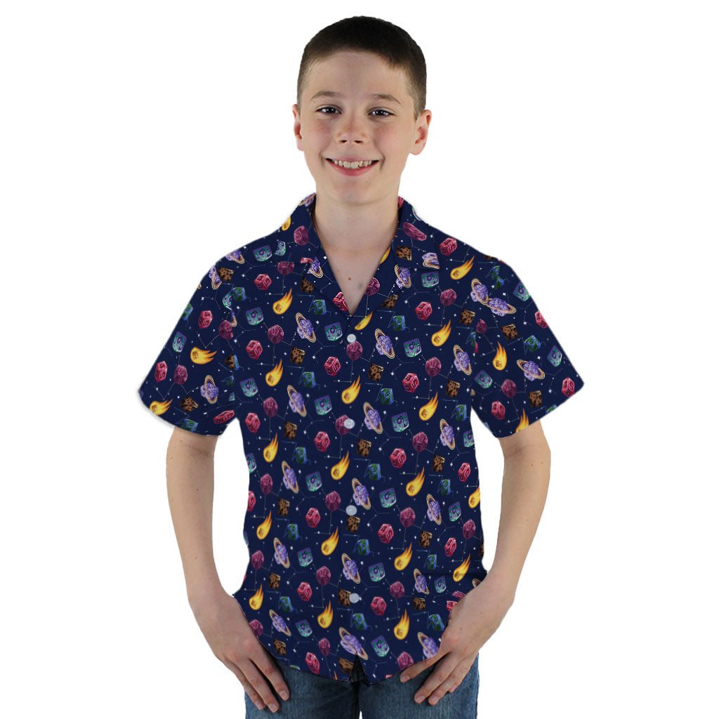 Space DND Dice Planets Youth Hawaiian Shirt - YM - -