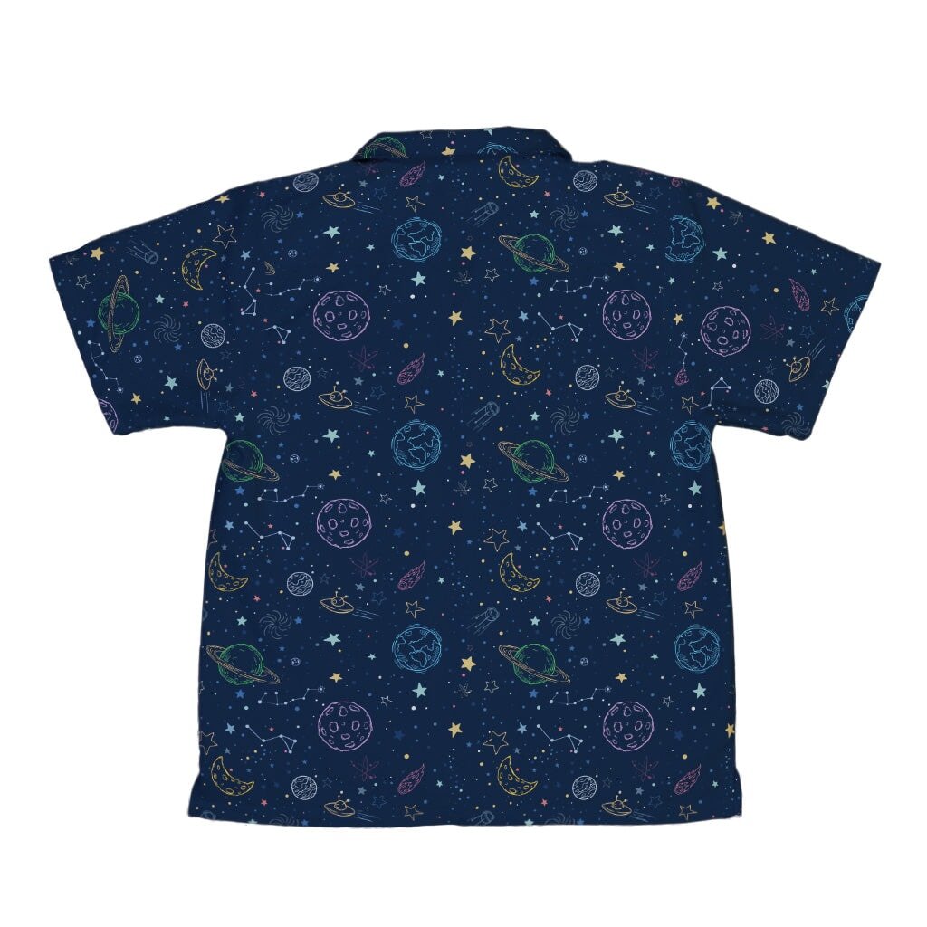 Space Doodles Blue Youth Hawaiian Shirt - YXS - -