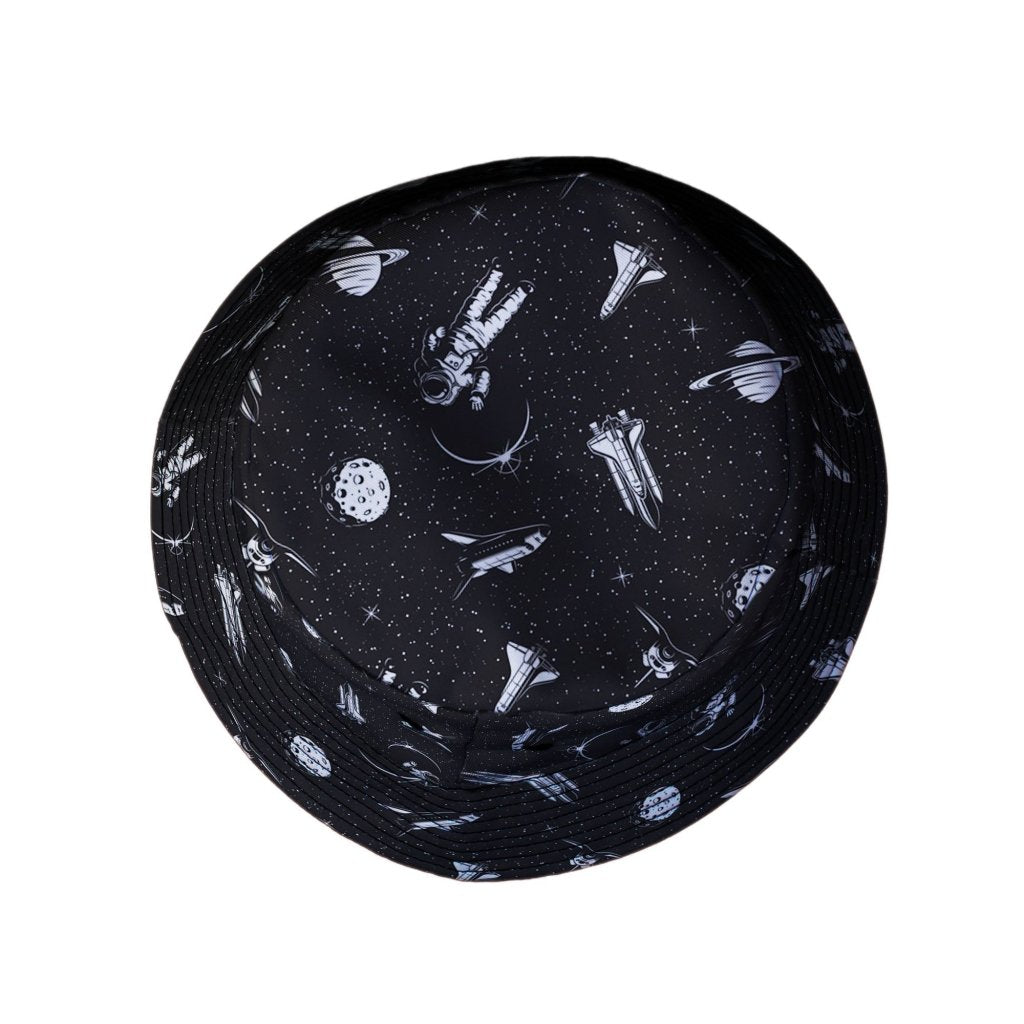 Space Mission Black Outer Space Bucket Hat - M - Black Stitching - -
