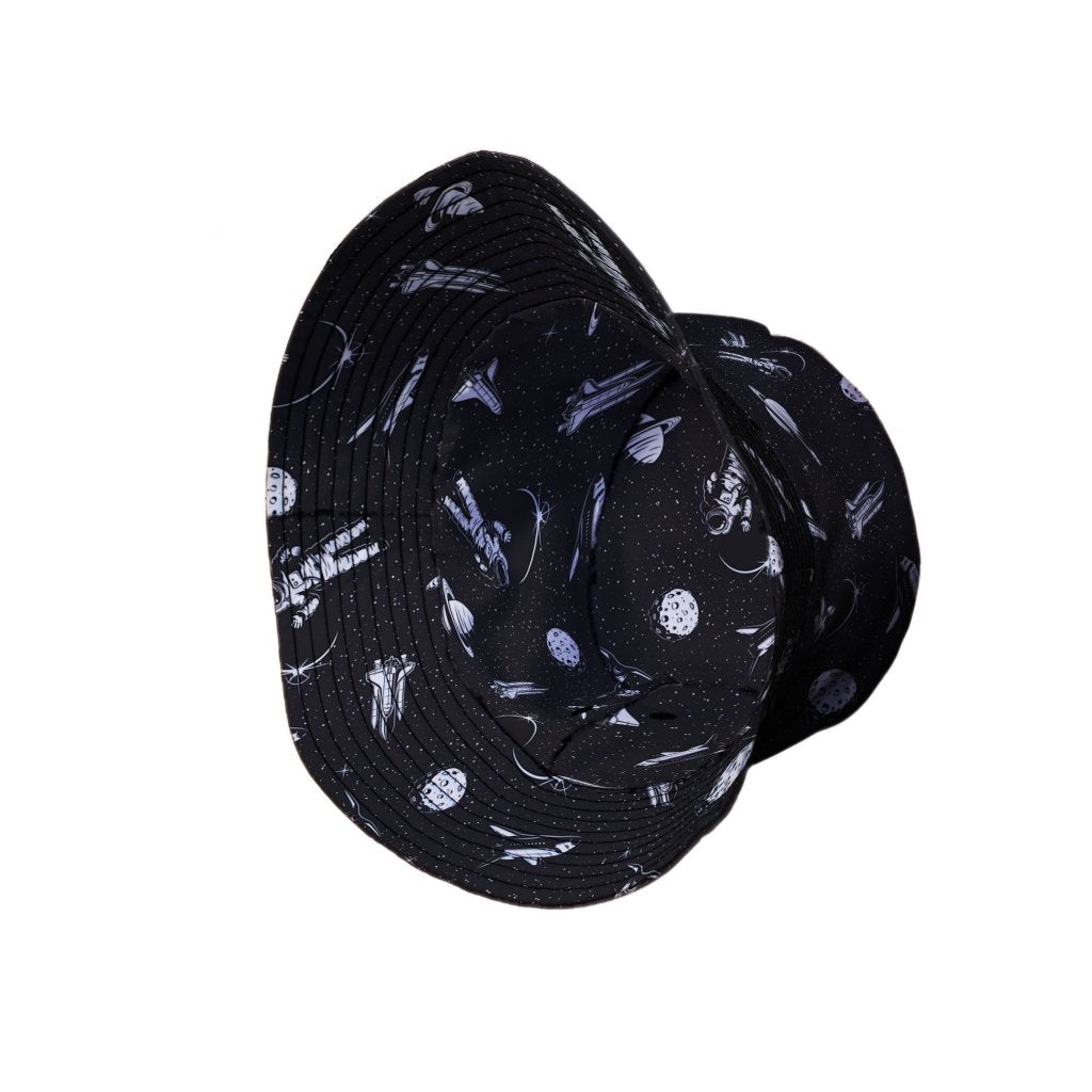 Space Mission Black Outer Space Bucket Hat - M - Black Stitching - -