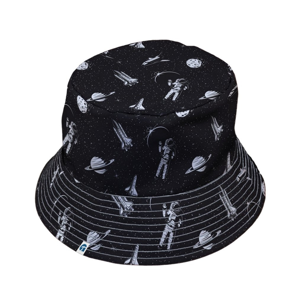 Space Mission Black Outer Space Bucket Hat - M - Black Stitching - -