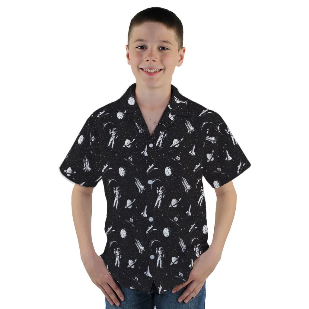 Space Mission Black Outer Space Youth Hawaiian Shirt - YM - -