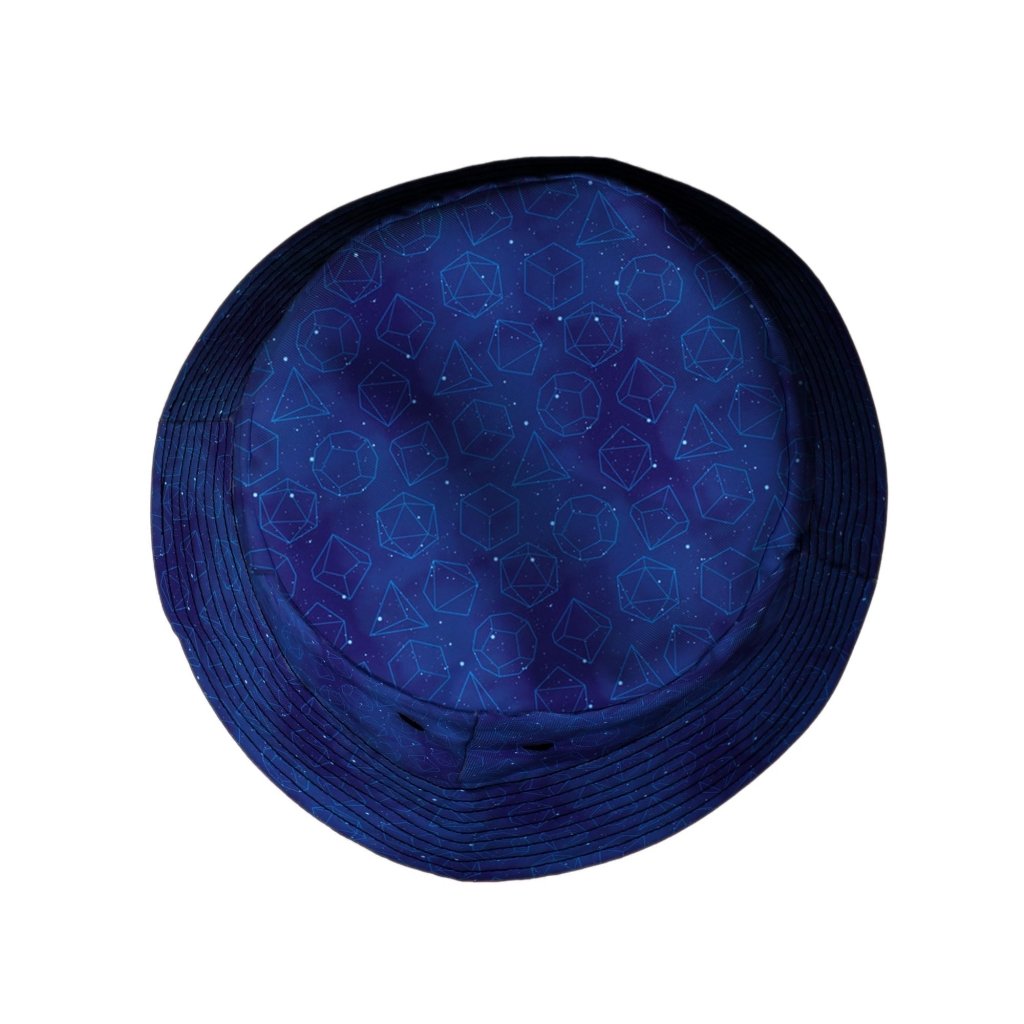 Space RPG Dice Pattern Blue Dnd Bucket Hat - M - Black Stitching - -