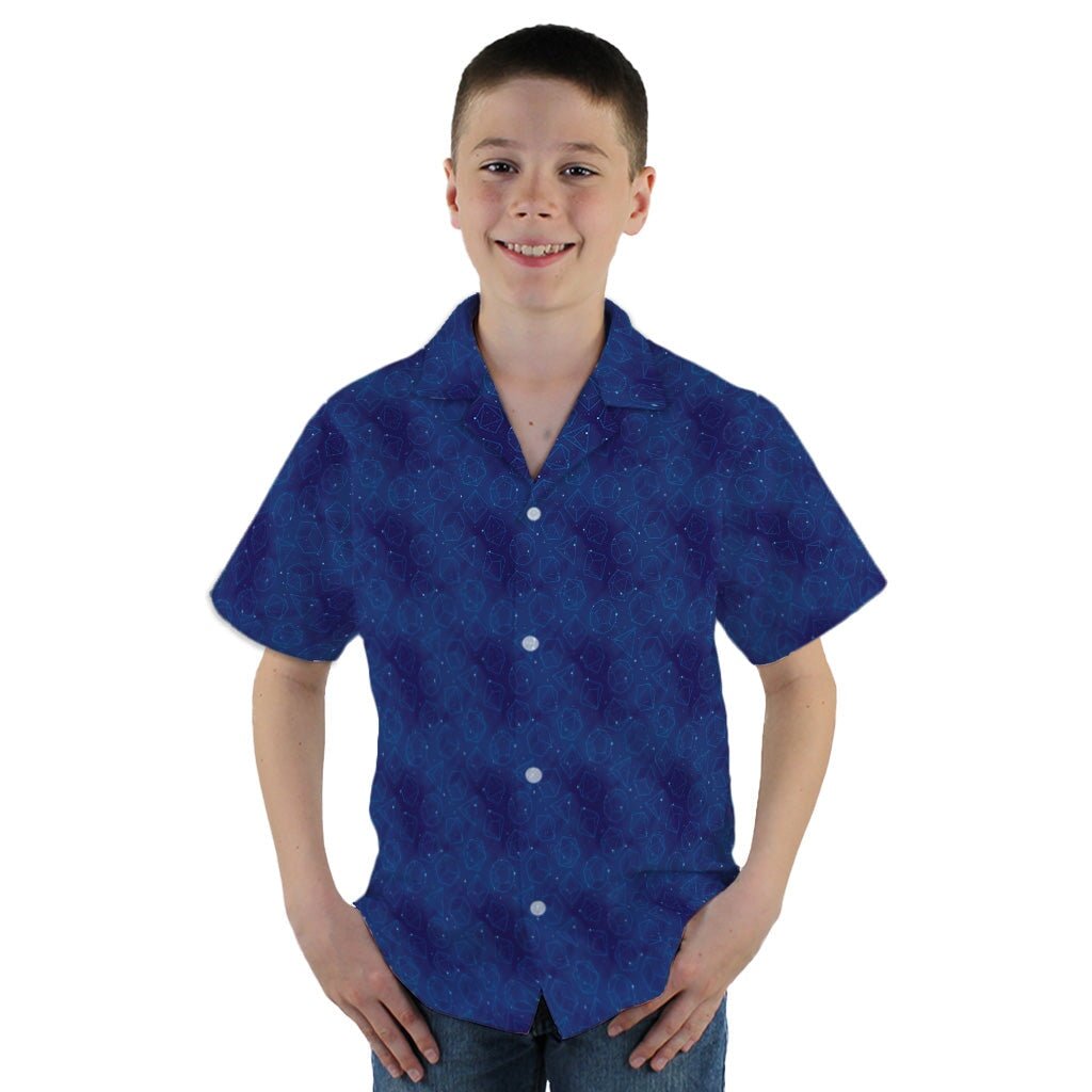 Space RPG Dice Pattern Blue Dnd Youth Hawaiian Shirt - YM - -