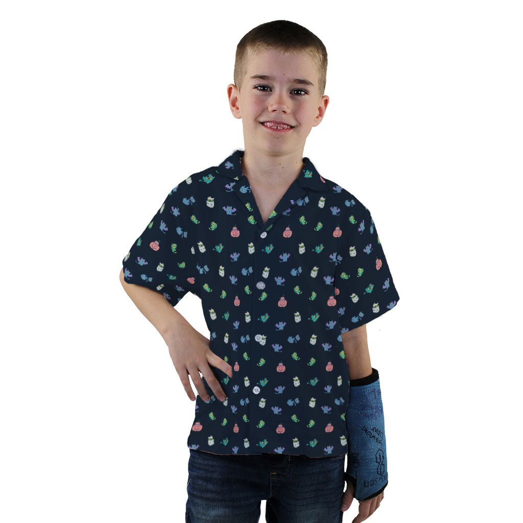 Spooky Exploding Kittens Youth Hawaiian Shirt - YXS - -